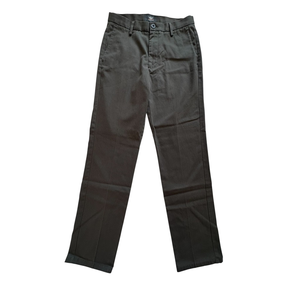 Dockers Mens Pinstripe Dress Pants Size Charcoal Grey Straight Leg Trousers